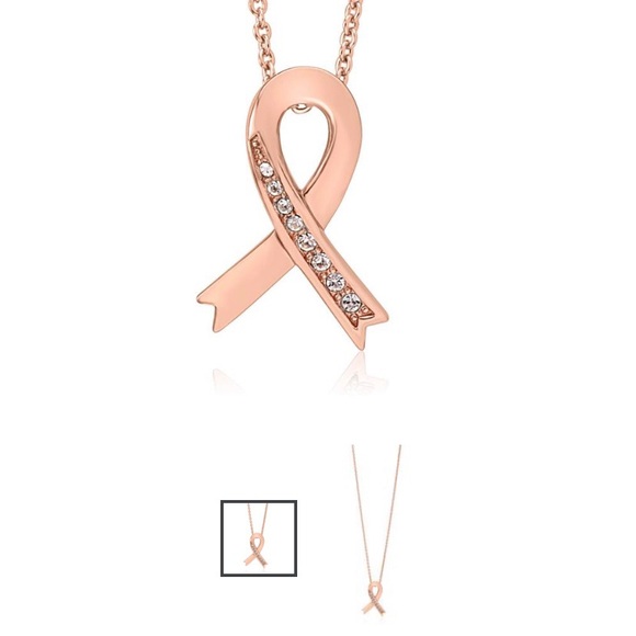 Accented Ribbon Rosegold Necklace - Picture 1 of 8